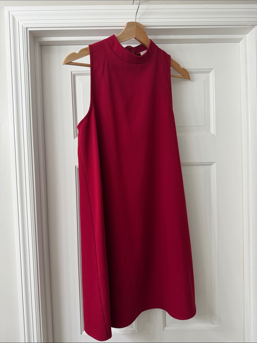 Everly Sleeveless Mock-Neck Dress in Deep Red